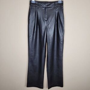 House of Harlow 1960 Faux Leather Black Trousers Pants High Waist Size 2